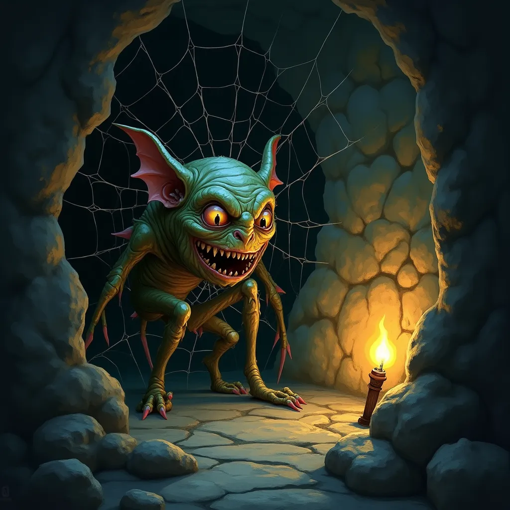 Spinnenhöhle in Nettlewood, wo Screech Sagg eingewickelt aufgefunden wurde